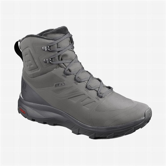 Grey / Black Men's Salomon OUTBLAST TS CSWP Winter Boots | 478-ZPDMBF