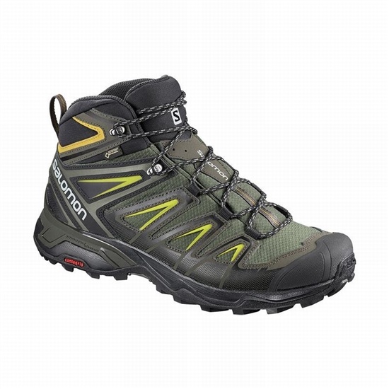 Grey / Black Men's Salomon X ULTRA 3 MID GORE-TEX Hiking Boots | 641-XRCFLZ