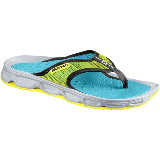 Grey / Blue Men's Salomon RX BREAK Flip Flops | 956-WJRVLS