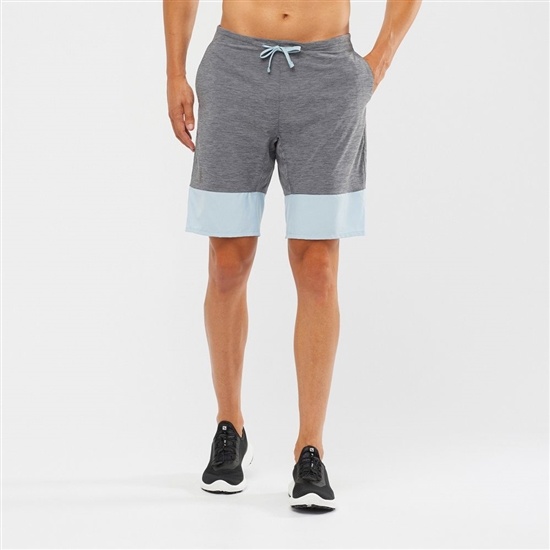 Grey / Blue Men's Salomon XA TRAINING Shorts | 925-TDEALR