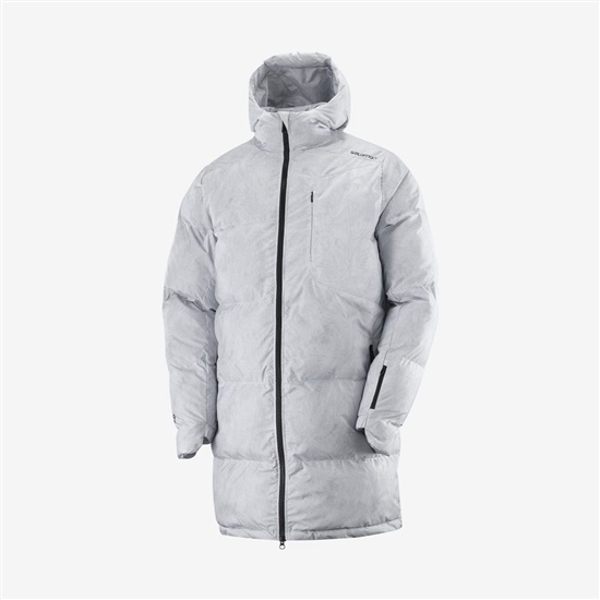 Grey Men's Salomon OUTLIFE PACKABLE LONG PUFFER JKT U Insulated Jackets | 027-PBDLJA