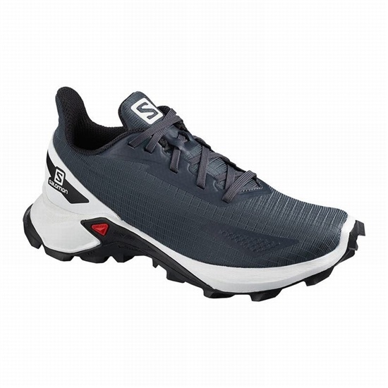 Grey / White Kids' Salomon ALPHACROSS BLAST Trail Running Shoes | 146-JOSLWN
