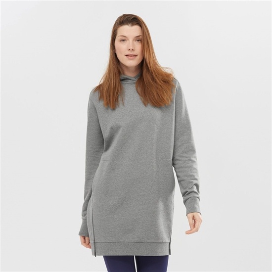 Mid Grey Women's Salomon OUTLIFE DRESS W Dress Hoodie | 658-YOFBJE