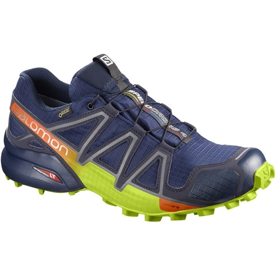 Navy / Green Men's Salomon SPEEDCROSS 4 GTX Trail Running Shoes | 480-CDSFHN