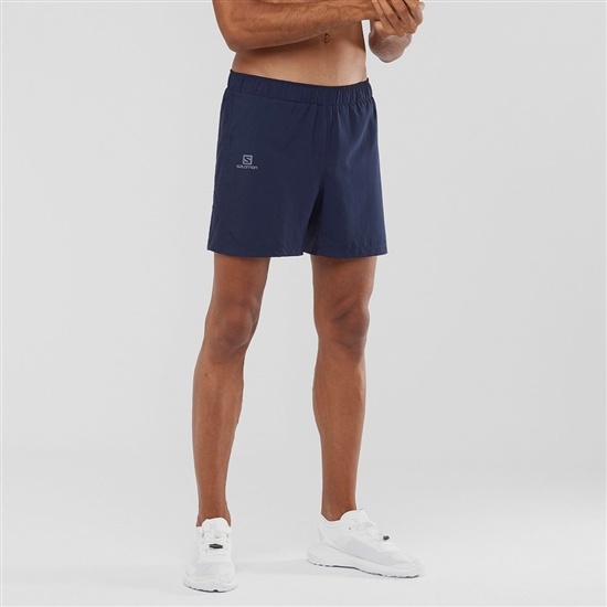 Navy Men's Salomon AGILE 5 Shorts | 762-JVALCX