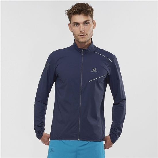 Navy Men's Salomon SENSE M Wind Breakers | 679-FLOGEB