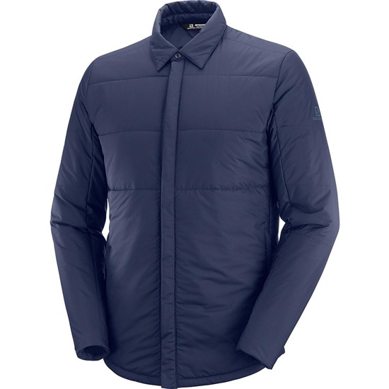 Navy Men's Salomon SNOWSHELTER INSULATED SHIRT M Midlayers | 790-OBTIFU