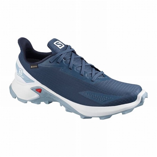 Navy / White Men's Salomon ALPHACROSS BLAST GTX Trail Running Shoes | 859-SYVUDP