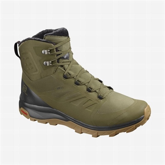 Olive / Black Men's Salomon OUTBLAST TS CSWP Winter Boots | 428-EIXHNY