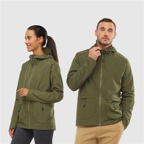Olive Men's Salomon OUTLIFE PACKABLE SHELL U Wind Breakers | 827-OQTJHA