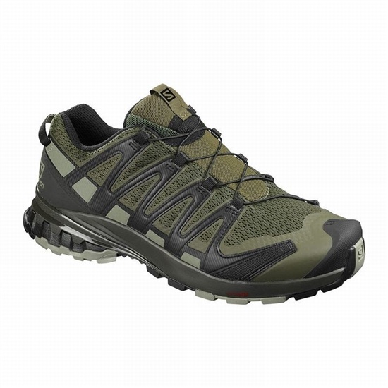 Olive Men's Salomon XA PRO 3D V8 WIDE Hiking Shoes | 834-WCVBKU