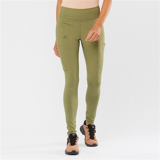 Olive Women's Salomon OUTLINE TIGHTS Tights | 250-WHTZCJ