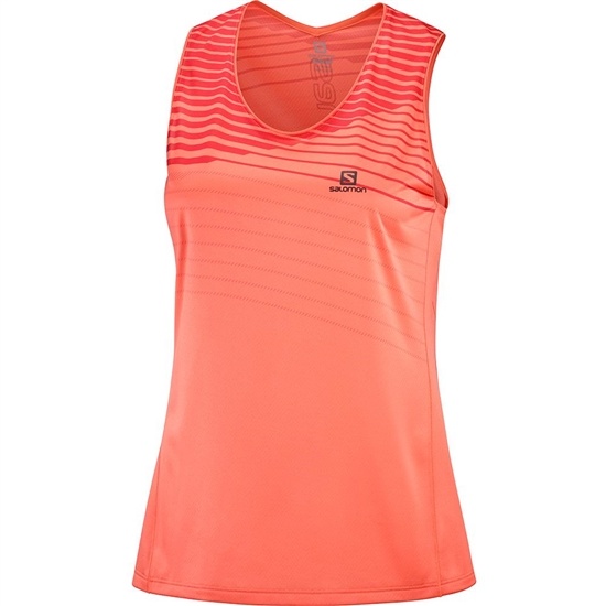 Orangered Women's Salomon SENSE W T Shirts | 296-LMPWHS