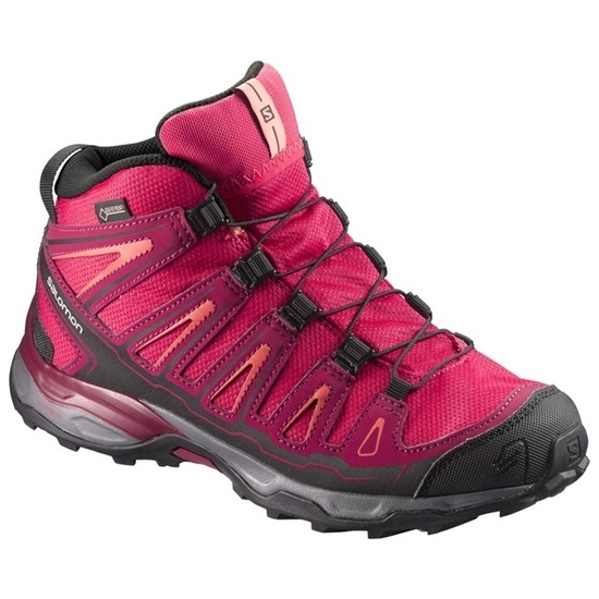 Pink / Black Kids' Salomon X-ULTRA MID GTX J Hiking Shoes | 085-OIPZMQ