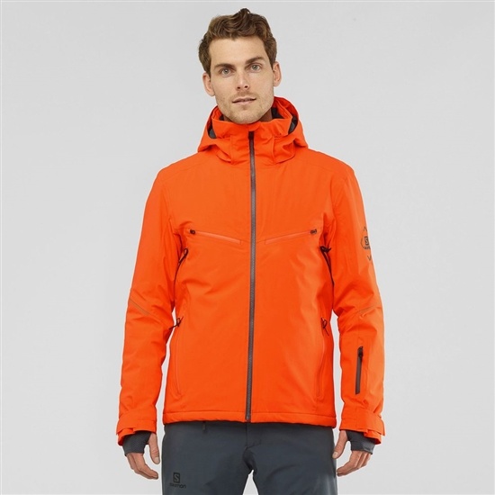 Red Men's Salomon BRILLIANT Ski Jackets | 210-MKBDXO