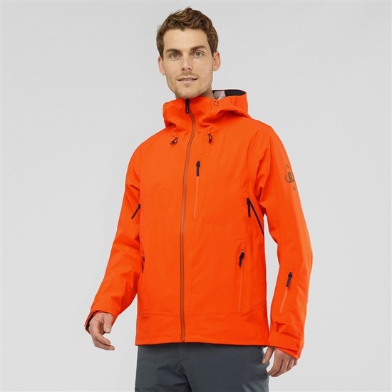 Red Men's Salomon OUTLAW 3L Ski Jackets | 364-FAWQEL