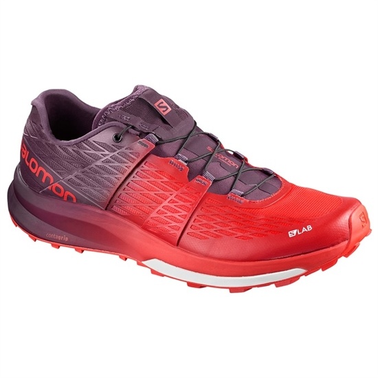 Red / Purple Men's Salomon S/LAB ULTRA Trail Running Shoes | 098-PTMFZA