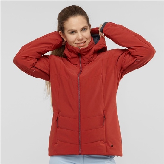Red Women's Salomon PREVAIL W Ski Jackets | 718-ODPZIA