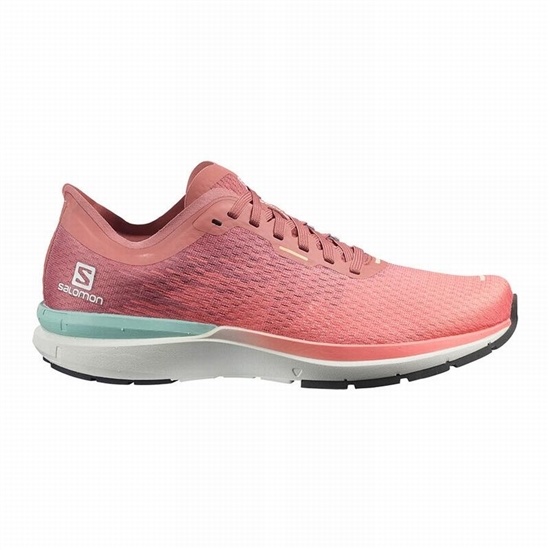 White / Dark Red Women's Salomon SONIC 4 ACCELERATE Running Shoes | 415-PDXAVR