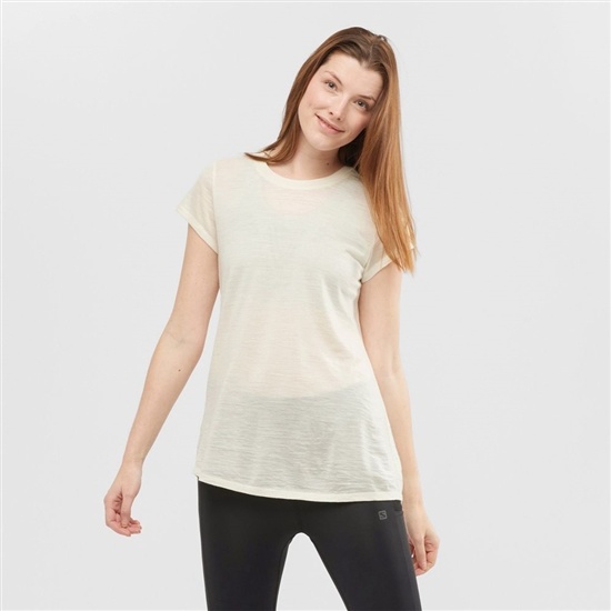 White Women's Salomon OUTLIFE MERINO SS W Short Sleeve T Shirts | 370-NOBLCR