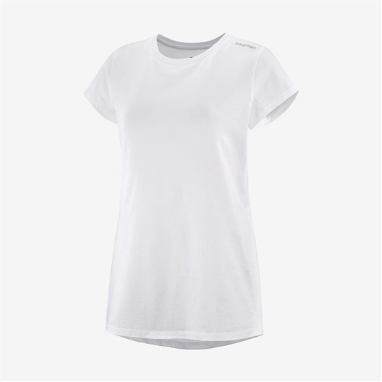 White Women's Salomon OUTLIFE SCOOP HEM W Short Sleeve T Shirts | 289-LBCKTS