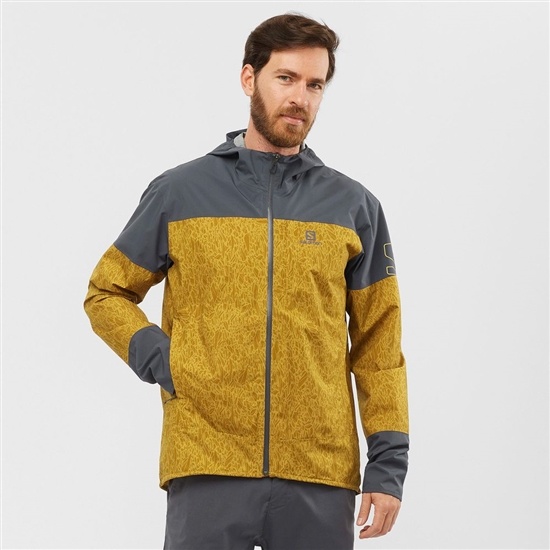 Yellow Men's Salomon OUTRACK WATERPROOF 2.5L Jackets | 983-ZWYRJH